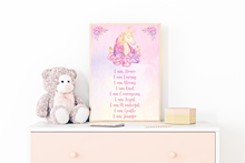 Load image into Gallery viewer, Floral Unicorn I am Quote Wall Art Print
