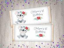Load image into Gallery viewer, Personalised Koala Chocolate Bar Wrapper Sticker
