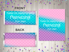 Load image into Gallery viewer, Personalised Mermaid Scales Chocolate Bar Wrapper Sticker
