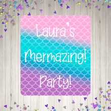 Load image into Gallery viewer, Mermaid Scales Birthday Party Pop Top Stickers
