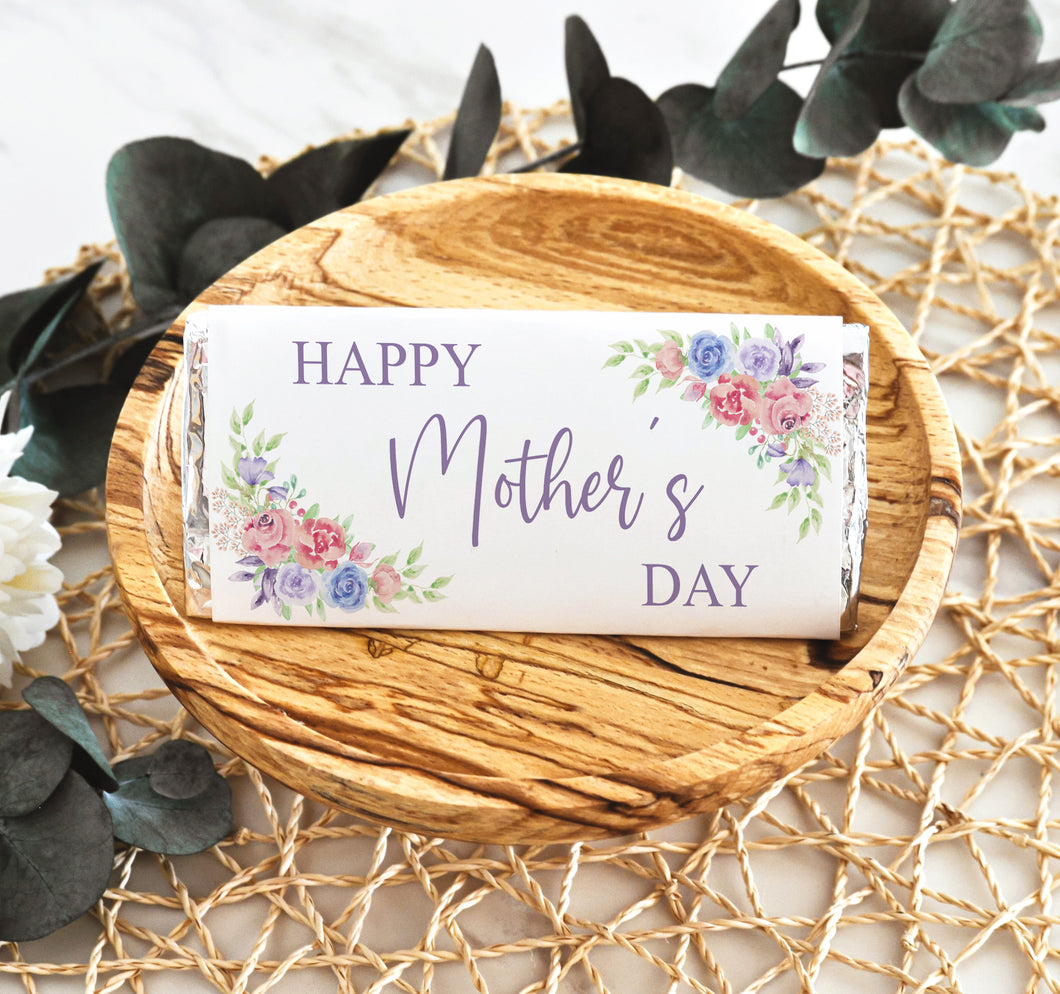 Purple Floral Mother's Day Chocolate Bar Wrapper Sticker
