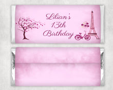 Load image into Gallery viewer, Personalised Paris Chocolate Bar Wrapper Sticker

