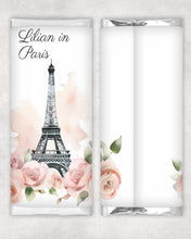 Load image into Gallery viewer, Personalised Paris Eiffel Tower Chocolate Bar Wrapper Sticker
