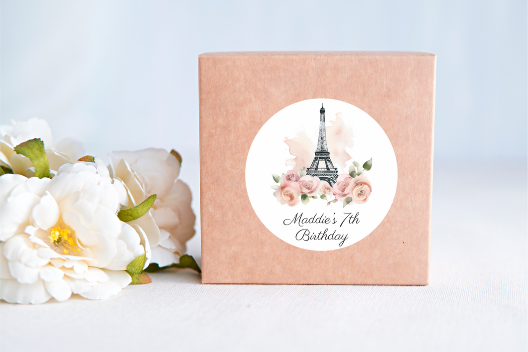 Paris Eiffel Tower Birthday Stickers