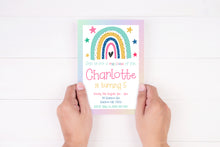 Load image into Gallery viewer, Editable Colourful Rainbow Birthday Invite, Digital Invitation Template, Print at Home
