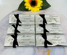 Load image into Gallery viewer, Black and Silver Mirror Wedding Chocolate Bars
