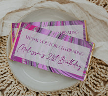 Load image into Gallery viewer, Pink and Purple Birthday Chocolate Bar Wrapper Sticker
