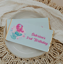 Load image into Gallery viewer, Personalised Mermaid Chocolate Bar Wrapper Sticker

