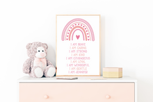 Load image into Gallery viewer, Pink Rainbow I am Quote Wall Art Print
