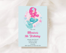Load image into Gallery viewer, Editable Mermaid Birthday Invite, Digital Invitation Template, Print at Home
