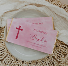 Load image into Gallery viewer, Pink Watercolour Baptism Chocolate Bar

