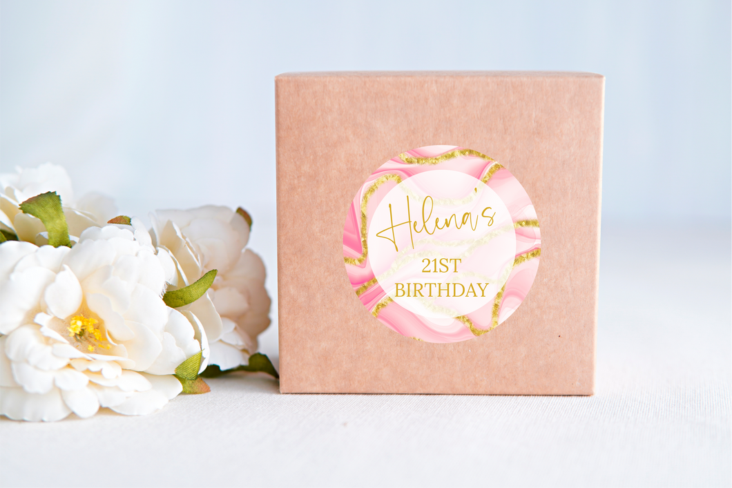 Pink and Gold Birthday Stickers