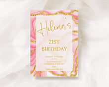 Load image into Gallery viewer, Editable Pink and Gold Birthday Invite, Digital Invitation Template, Print at home
