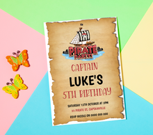Load image into Gallery viewer, Pirate Birthday Invite, Digital Invitation Template, Print at home
