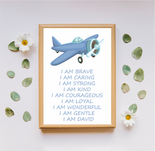 Load image into Gallery viewer, Blue Plane I am Quote Wall Art Print
