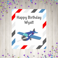 Load image into Gallery viewer, Blue Plane Birthday Party Pop Top Stickers
