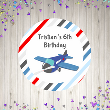 Load image into Gallery viewer, Blue Plane Birthday Party Stickers
