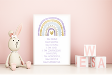 Load image into Gallery viewer, Purple Rainbow I am Quote Wall Art Print
