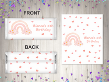 Load image into Gallery viewer, Personalised Red Rainbow Chocolate Bar Wrapper Sticker
