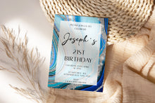Load image into Gallery viewer, Royal Blue Birthday Invite, Digital Invitation Template, Print at home
