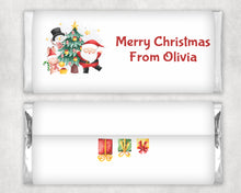 Load image into Gallery viewer, Personalised Christmas Santa Christmas Tree Chocolate Bar Wrapper Sticker
