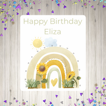 Load image into Gallery viewer, Sunflower Rainbow Birthday Party Pop Top Stickers
