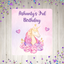 Load image into Gallery viewer, Watercolour Unicorn Birthday Party Pop Top Stickers
