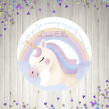 Load image into Gallery viewer, Watercolour Unicorn Birthday Party Stickers
