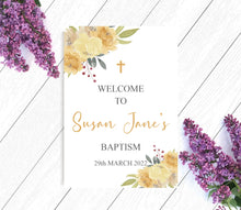 Load image into Gallery viewer, Yellow Flowers Baptism Welcome Sign Print-AnaJosie Designs
