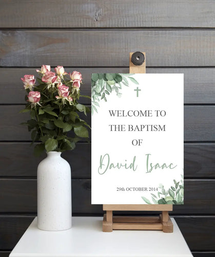 Green Baptism Welcome Sign Print for Boys-AnaJosie Designs