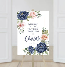 Load image into Gallery viewer, Floral First Holy Communion Welcome Sign Print-AnaJosie Designs
