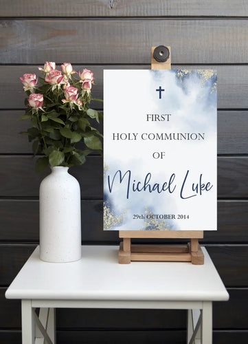 First Holy Communion Welcome Sign Print for a Boy-AnaJosie Designs