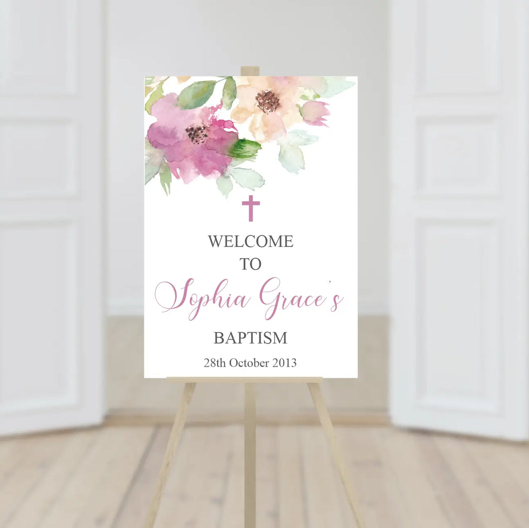 Floral Baptism Welcome Sign Print-AnaJosie Designs