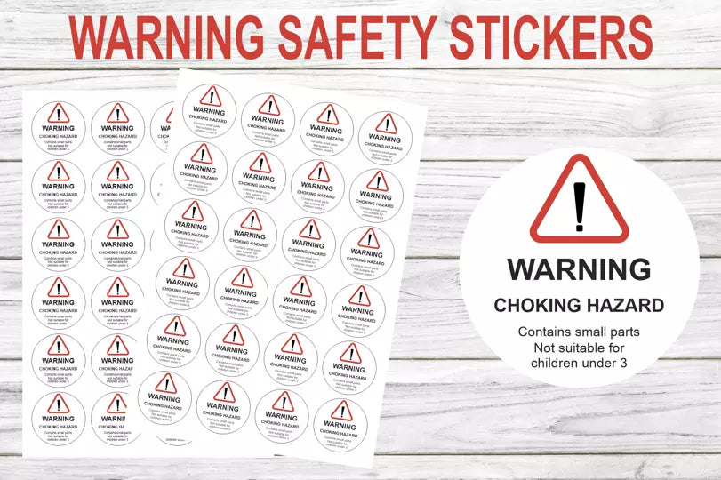 Choking Hazard Warning Stickers - Round-AnaJosie Designs