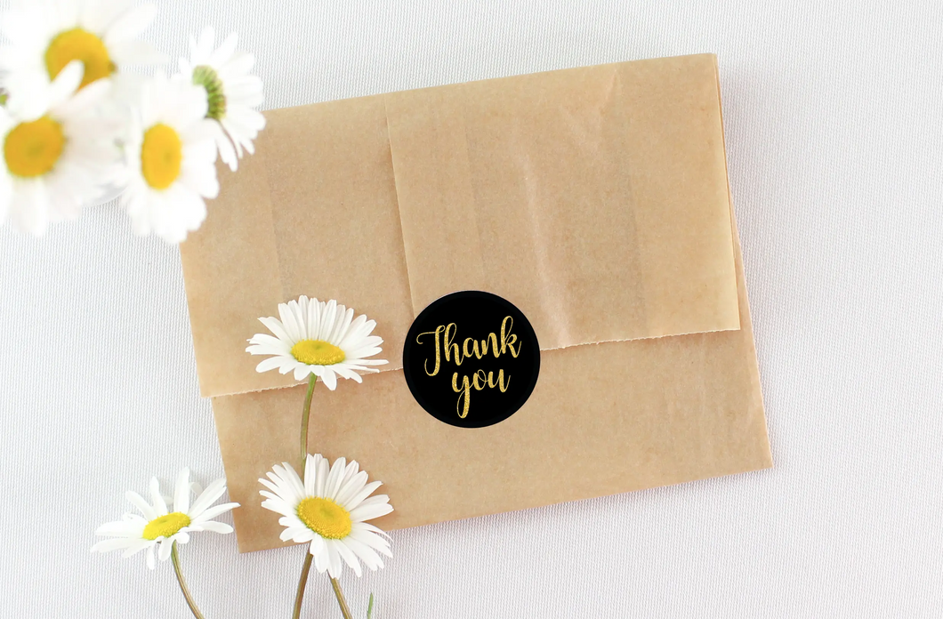 Black and Gold Thank You Stickers-Thank you Stickers-AnaJosie Designs