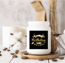 Load image into Gallery viewer, Happy Birthday Vinyl Labels - Black and Gold-Pre Made Stickers-AnaJosie Designs
