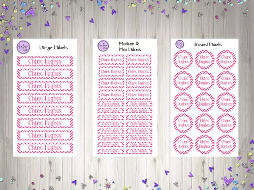 Name Labels - Pink Chevron Set-Name Label Stickers-AnaJosie Designs