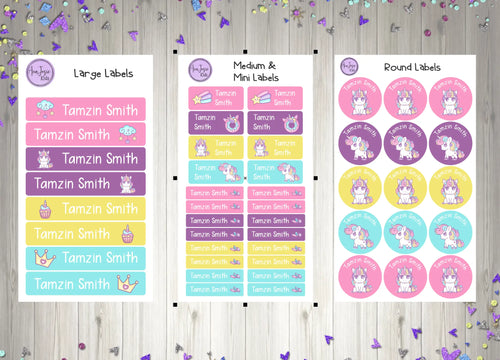 Name Labels - Unicorns and Sweets Set-Name Label Stickers-AnaJosie Designs