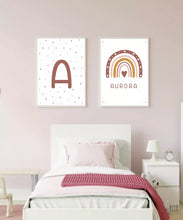 Load image into Gallery viewer, Boho Rainbows with name wall art, Poster Prints, Set of 2 prints, various sizes
