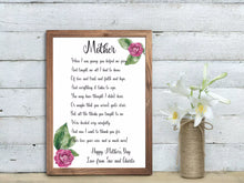 Load image into Gallery viewer, Mother Pink Floral Poem Poster Print, Wall Art for Mum, Mum&#39;s Birthday Print
