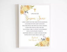 Load image into Gallery viewer, Yellow Floral Baptism Prayer Print for a Girl, Various Sizes Available
