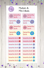 Load image into Gallery viewer, Name Labels - Colourful Flowers Set-Name Label Stickers-AnaJosie Designs
