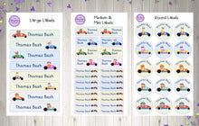 Load image into Gallery viewer, Name Labels - Racing Car Animals Set-Name Label Stickers-AnaJosie Designs
