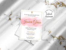 Load image into Gallery viewer, Editable Girls Christening Invite, Digital Invitation Template, Edit at Home
