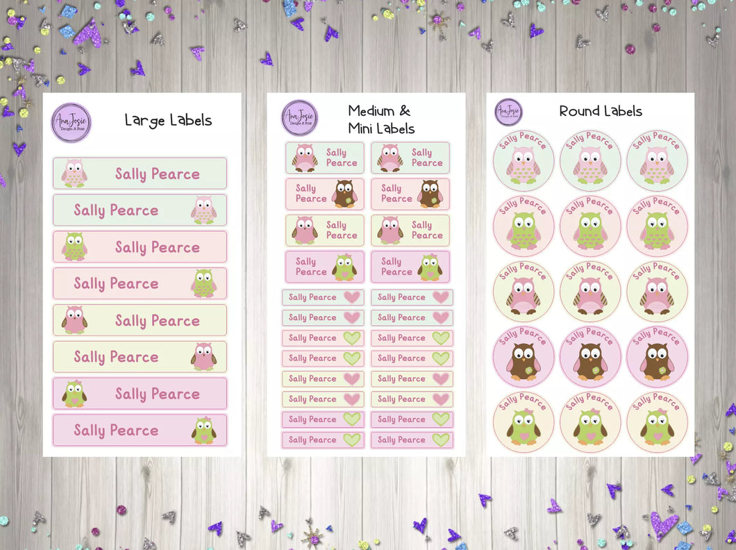 Name Labels - Cute Baby Owls Set-Name Label Stickers-AnaJosie Designs
